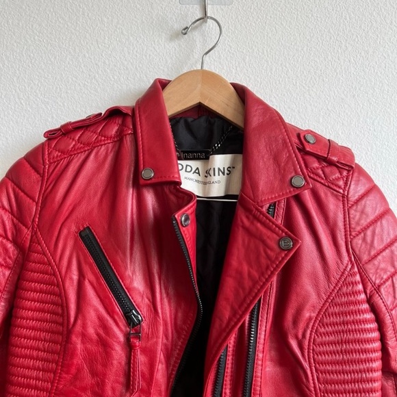 BODA SKINS Red Leather Biker Jacket Quilted
Size 4 / Small - Picture 2 of 13